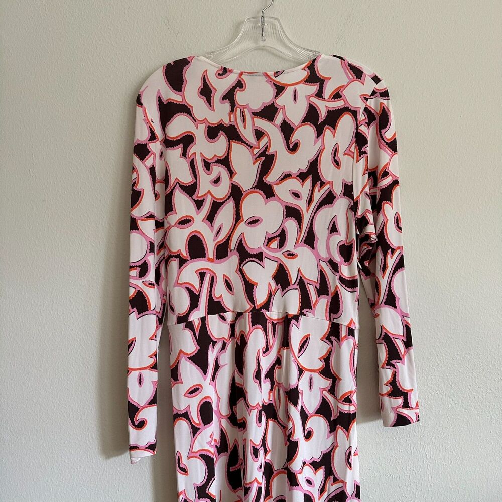 DVF Diane Von Furstenberg Timmy Long Dress in Cypress Cocoa Brown L Resort Retro - Picture 5 of 16